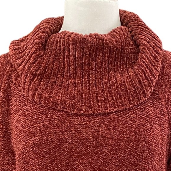 Soft Surroundings Chenille Cowl Neck Sweater Rust Cozy Boho Lagenlook Slouchy-M - Picture 3 of 12